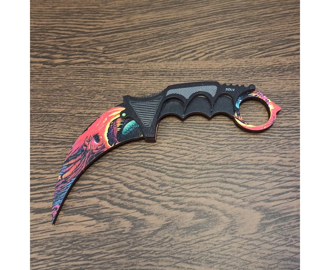 Нож karambit Керамбит Нож karambit №3 CS:GO из дерева 1:1 раскрашенный  сувенирный [ker-01-06] оптовая продажа